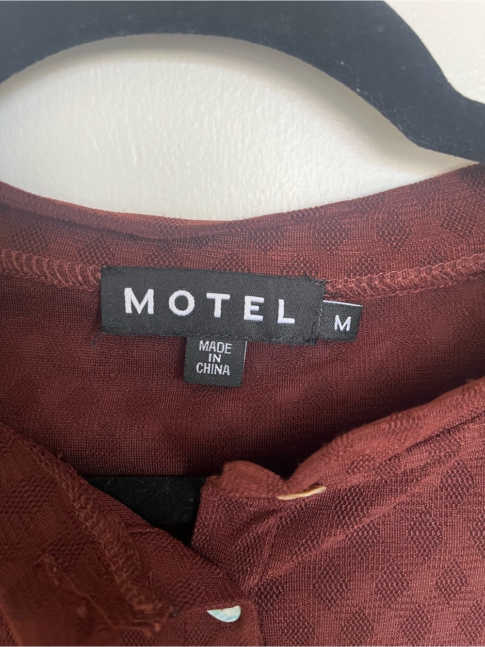 Motel Rocks Brown Sheer Button-Down Top - Picture 2 of 5